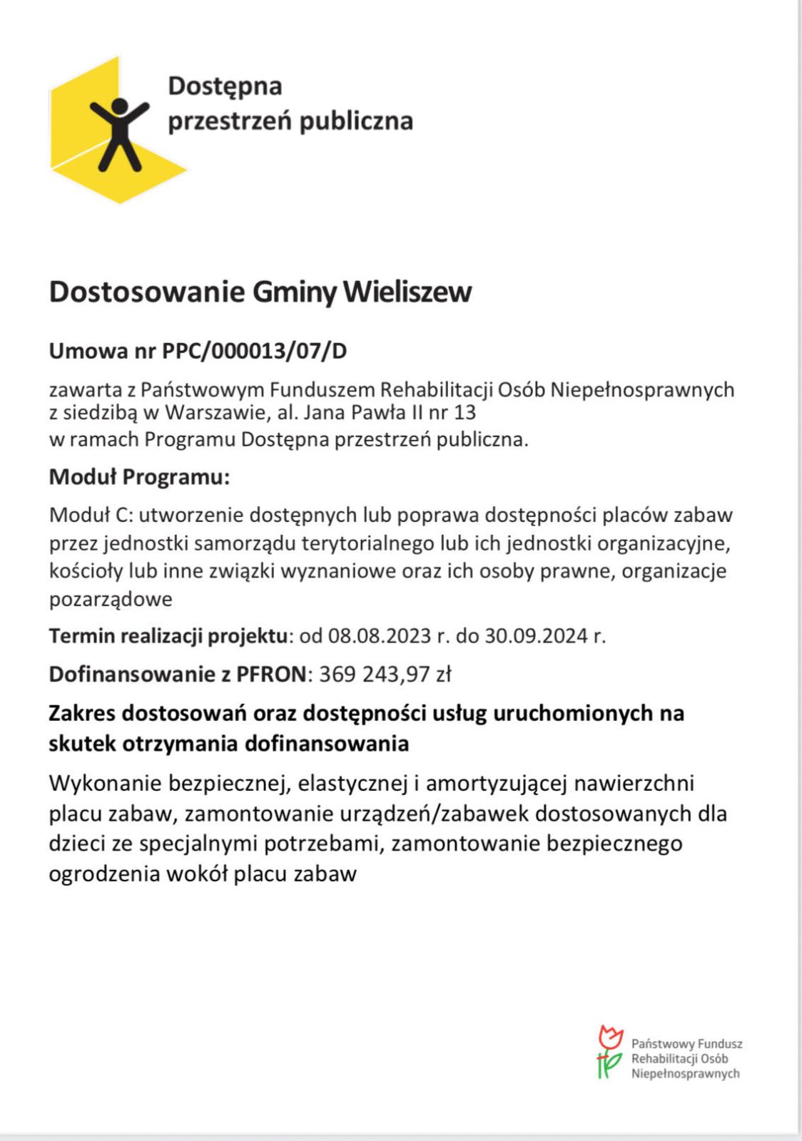 Gmina Wieliszew z dofinansowaniem na dostosowanie przestrzeni publicznej