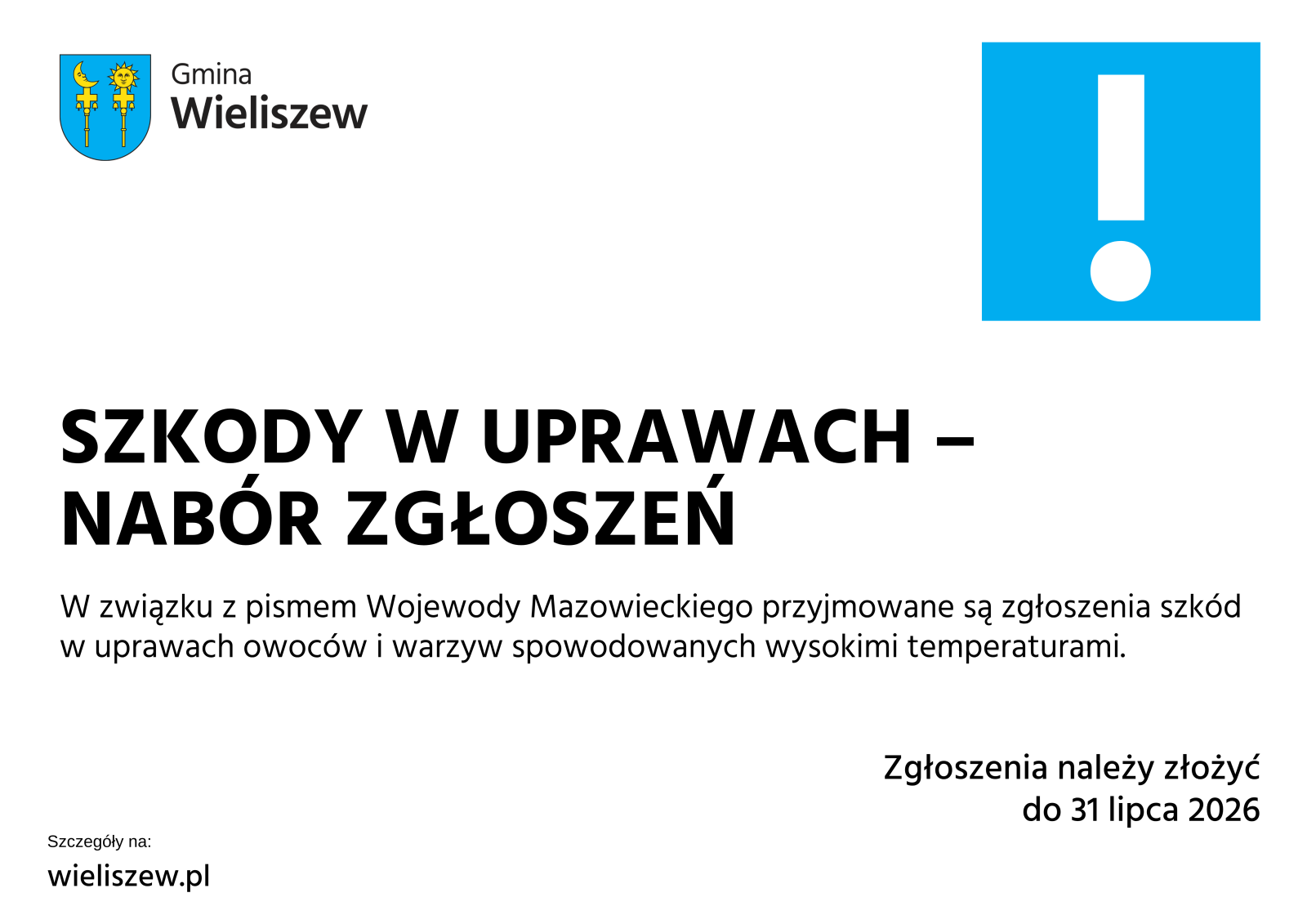 Szkody w uprawach - nabór zgłoszeń