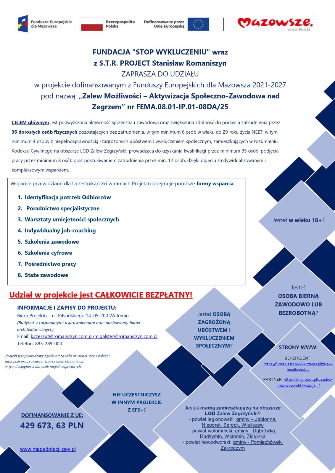 "Zalew Możliwości - Aktywizacja Społeczno-Zawodowa nad Zegrzem"