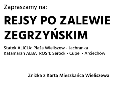 Rejsy po Zalewie Zegrzyńskim